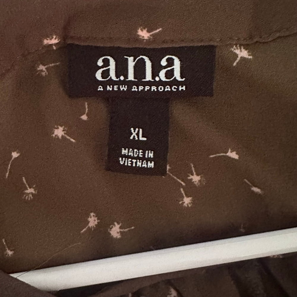 A.N.A A New Approach Women’s V-Neck Olive Green Dandelion Blouse Size‎ XL - Picture 12 of 15